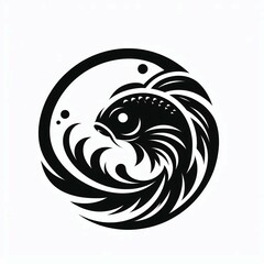 Stylized Koi Fish in Circular Design