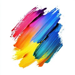 Colorful paint strokes on a white background, colorful brushstrokes