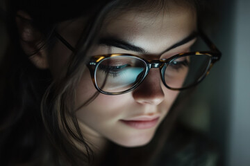 Fototapeta premium close up of young woman working on laptop