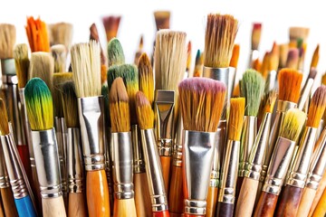Fototapeta premium Bunch of paint brushes with different colors