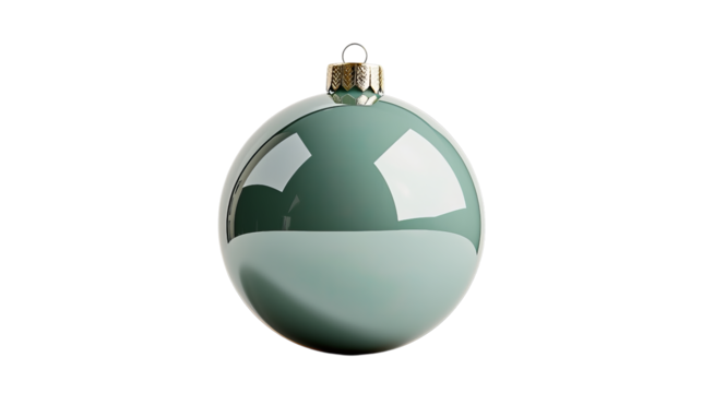 Png of A glossy green Christmas ornament with a shiny gold top in a minimalist style on transparent background.