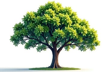 Full tree seen from above against a white background, height, neutral, vertical