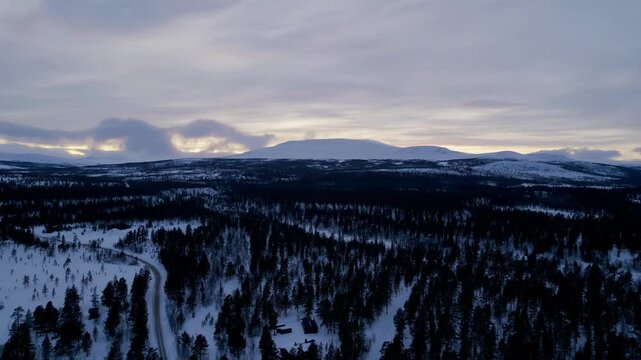 Aerial Winter Landscape of Ringebu Mountains, Norway