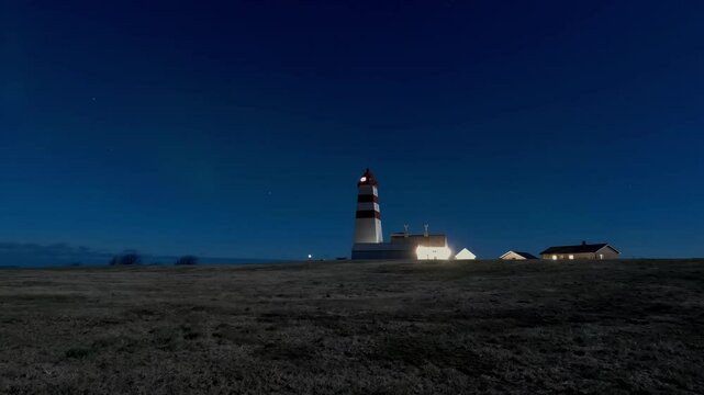 Alnes Fyr Night, Lighthouse and Northern Lights in Norway, Time Lapse