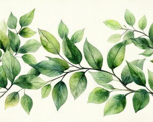 Elegant Green Leaves on a Soft White Background for Nature Themes