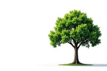 Obraz premium Solitary tree in front of a pure and simple white background, nature, calmness