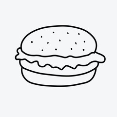 Burger icon with vegetables and meat pieces
