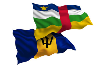 Central African Republic and Barbados Friendship Flags Diplomatic Relations of Two countries,...