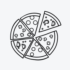 Sliced ​​pizza icon with various toppings