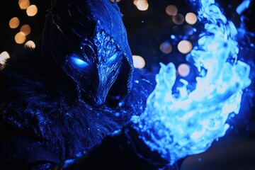 A hooded character demonstrates powerful energy radiating from a hand