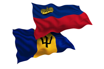 Fototapeta premium Liechtenstein and Barbados Friendship Flags Diplomatic Relations of Two countries, Sports competition
