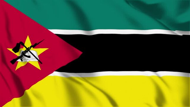 Realistic&nbsp;Mozambiq Flag Flying waving in wind Animation HD video