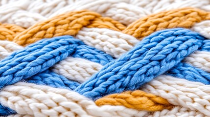 Colorful knitted pattern textile workshop close-up artistic studio detailed texture