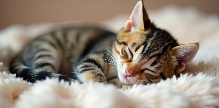 Cute tabby kittens napping peacefully and snuggled up in a soft bed, sleep, kittens, felines