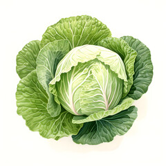 Obraz premium Digital technology cabbage watercolor design illustration