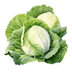 Fototapeta premium Digital technology cabbage watercolor design illustration