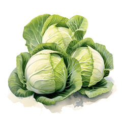 Obraz premium Digital technology cabbage watercolor design illustration