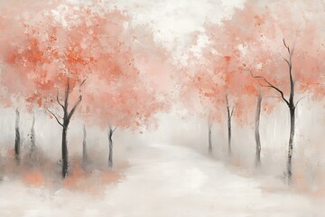 Artistic misty autumn forest road scenic backdrop for blog, website, or wallpaper