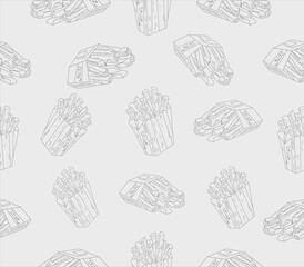 doodle french fries background. French fries pattern background. seamless pattern French fries background. french fries doodle background for packaging.
