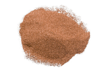 Brown glitter powder isolated on transparent background.
