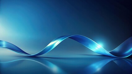 Naklejka premium Abstract Blue Ribbon Swirling Gracefully Across a Smooth Surface, Reflecting Light and Creating a Visually Striking Composition