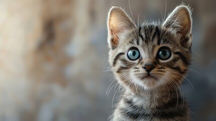Fototapeta premium Precious kitten with beautiful blue eye captured in a close-up displaying its playful and innocent nature