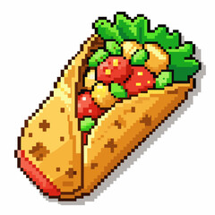 Pixel Art Taco with Fresh Vegetables   Retro Gaming Style Food Illustration
