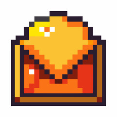 Retro Pixel Art Orange Envelope Icon   8 bit Style Digital Communication Symbol