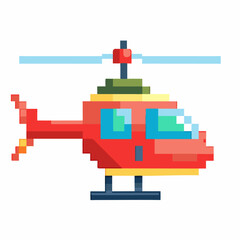 Colorful Pixel Art Helicopter Illustration  Retro 8 bit Style Aircraft Design