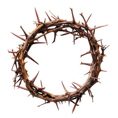 Fototapeta premium Crown of thorns placed on Jesus Christ during the crucifixion cut out on transparent background png. Element of faith and religion. Easter