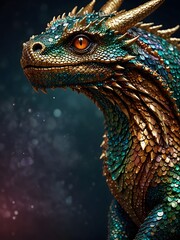 Obraz premium Pearlescent Majesty: The Luminous Scales of a Mythical Dragon