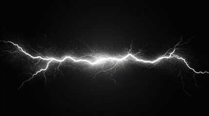 Bright bolts of lightning stretch across a pitch-black sky, creating a dramatic display during a fierce storm at night. The electrifying energy lights up the surroundings