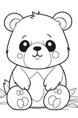 Obraz premium Cute panda coloring page for kids fun activity home digital art indoor creative expression