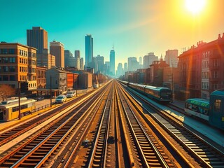 "Vibrant Long Island Rail Road Establishing Shot