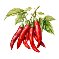Digital technology chilli watercolor design illustration