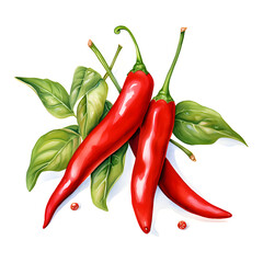 Digital technology chilli watercolor design illustration