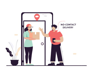 No-contact delivery illustration showing a package drop off.