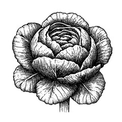 Fototapeta premium Intricate engraving of a rose bloom perfect for tattoo art and unique packaging design