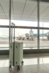 Suitcase in the modern airport.