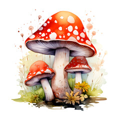 Digital technology mushroom watercolor design illustration
