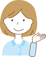 案内をしている白衣を着ている女性
