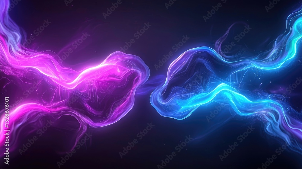 Poster dynamic flowing light patterns abstract digital art dark background creative visualization