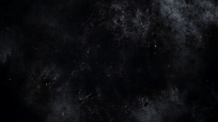 Black abstract dust and grain texture, vintage grunge overlay, aging dirt particles for retro design and photo effects.