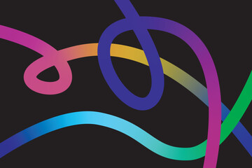 Fototapeta premium Abstract Wavy Lines in Vibrant Gradient Colors on a Dark Background