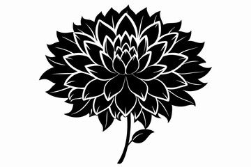 dahlia flower line art silhouette vector illustration
