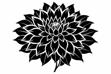 dahlia flower line art silhouette vector illustration