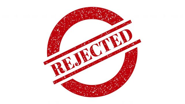 Rejected stamp in crimson declaring rejection, suitable for business, finance, administration, or academic projects requiring a rejection concept.