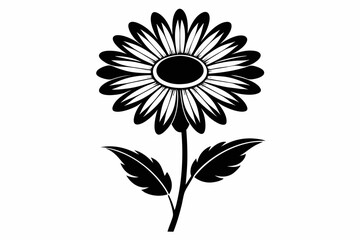 daisy flower line art silhouette vector illustration