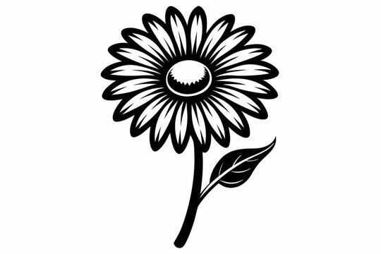 recommend clip art: daisy flower line art silhouette vector illustration