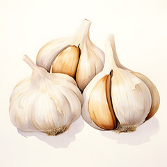 Digital technology garlic watercolor design illustration